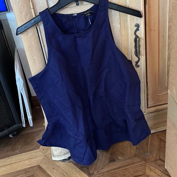 Ann Taylor Dark Navy Cotton-Linen Top.18226 - Picture 4 of 4